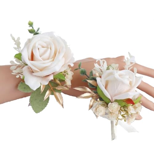 PALAY 2pcs Wrist Corsage and Boutonniere for Wedding, Wedding Rose Flower Jewellery Boutonniere Set Bridesmaids Artificial Hand Flower Corsage for Women Party Prom Suit Decorations PALAY 2pcs Wrist Corsage and Boutonniere for Wedding, Wedding Rose Flower Jewellery Boutonniere Set Bridesmaids Artificial Hand Flower Corsage for Women Party Prom Suit Decorations